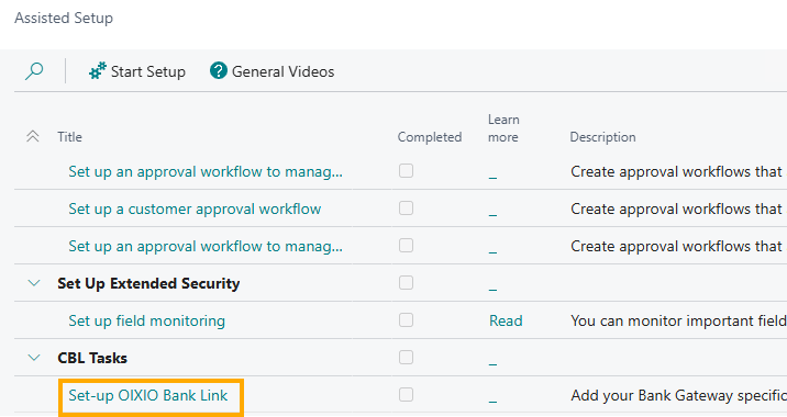 Conf Bank Interface with Assisted setup
