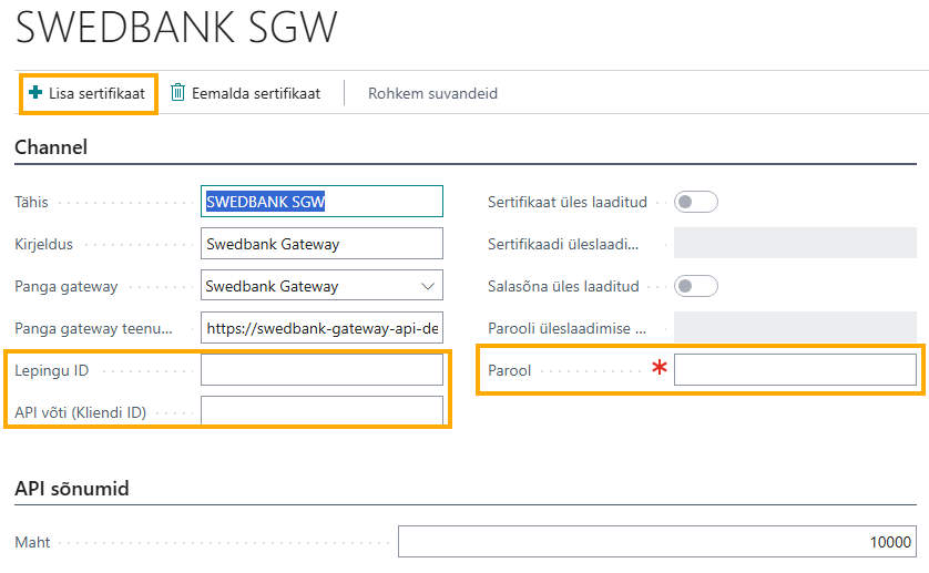 SWED SGW configuration example