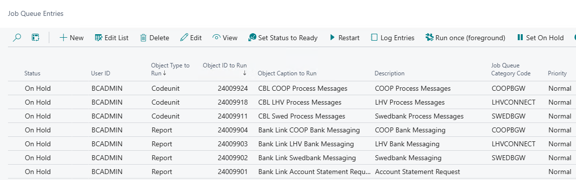 Queue entry example