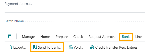 Send to Bank example
