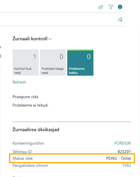 Payment status example